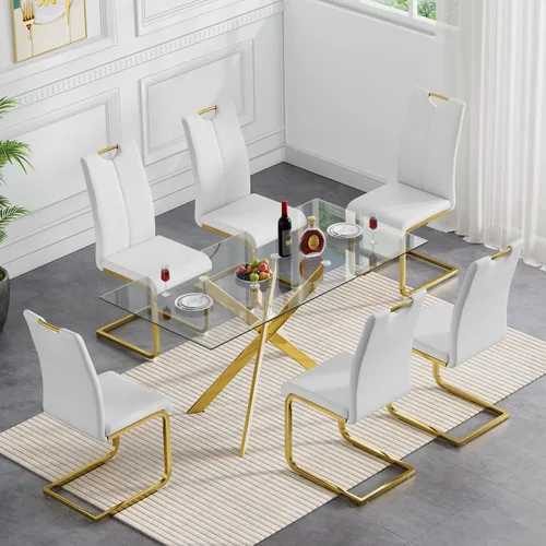 Vista 11 de HomVent Juego de mesa de comedor redonda de vidrio de 3 piezas, juego de mesa de cocina de vidrio redondo para 2 personas con 2 sillas de comedor