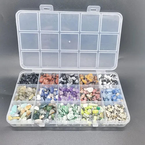 Vista 4 de Cuentas de piedras preciosas para hacer joyas DIY, cristales de energía curativa con pulido, cuentas irregulares trituradas con forma irregular