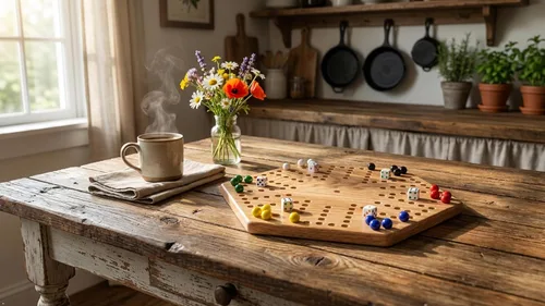 Vista 9 de Juego de mesa Aggravation (Wahoo), con tablero de madera maciza de roble, doble cara, 16" de ancho