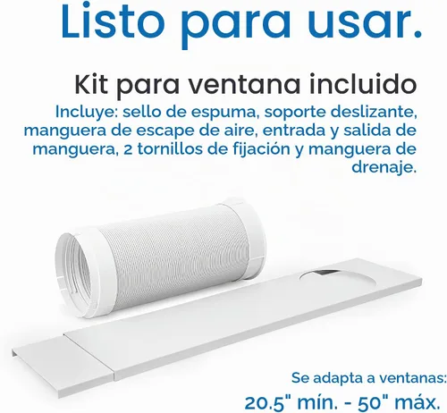 Vista 5 de Commercial Cool Aire acondicionado portátil de 12,000 BTU con control remoto, color blanco Blanco - 12000 BTU