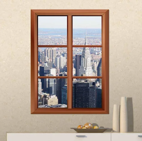 Vista 2 de wall26 Adhesivo de pared extraíble/mural de pared – A Veiw of Manhattan Skyline – Adhesivo de vinilo creativo para ventana – 24 x 32 pulgadas