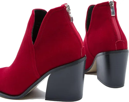 Vista 5 de DADAWEN - Botines de gamuza para mujer con cremallera lateral y tacón alto