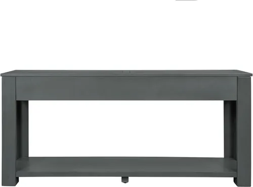 Vista 9 de Merax Mesa consola de 63 pulgadas con 4 cajones, mesa de entrada de 2 niveles con estante de almacenamiento, mesa de sofá larga para entrada, Azul