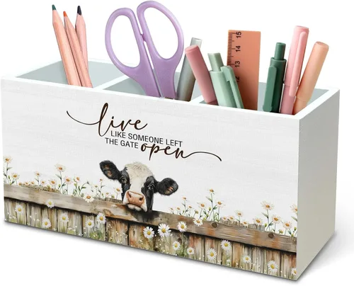 Vista 22 de DILSJ Organizador inspirador de 2 compartimentos para lápices, organizador para escritorio, amantes de los pollos regalos para mujeres, Live Like