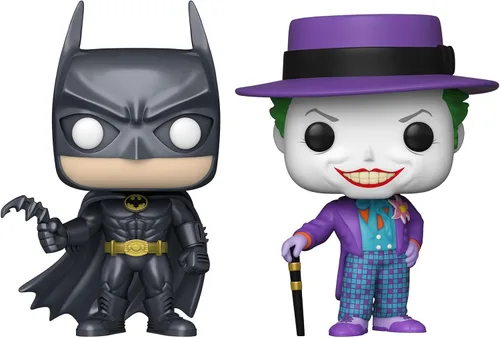 Vista 2 de Funko POP! Heroes: Batman - (1989) - Paquete de 2 Joker y Batman - (metálico) - DC Comics - Exclusivo de Amazon - Figura de vinilo coleccionable
