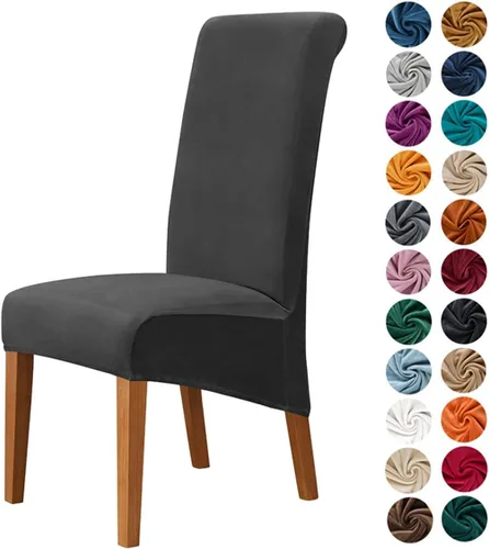 Vista 21 de Lukery Juego de 2 fundas elásticas para sillas de cocina de terciopelo grueso, fundas protectoras lavables para sillas de comedor, restaurantes