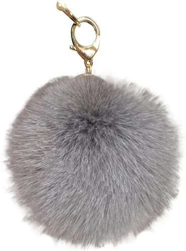 Vista 3 de URSFUR Llavero de bola de zorro con pompón para bolsa de coche, colgante novedoso Negro