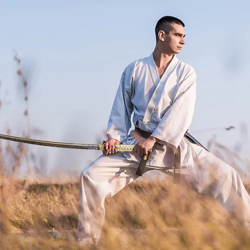 Vista 5 de Samurai Katana Espada Real - Hoja de acero al carbono 1060 forjada a mano con endurecimiento tradicional y espiga completa, para regalo, cosplay