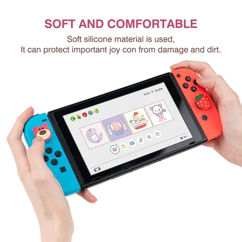 Vista 6 de DLseego Strawberry Bear - Tapas de agarre para el pulgar para Switch Lite Switch Switch OLED lindas tapas de silicona suave con botón de joystick
