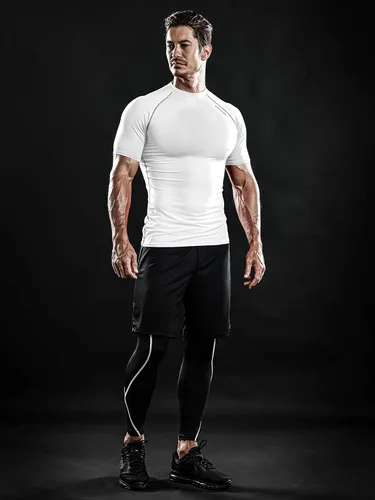 Vista 3 de DRSKIN Paquete de 3, 2 o 1 camisa de compresión para hombre, manga corta, camiseta deportiva de capa base, atlética, correr, entrenamiento activo