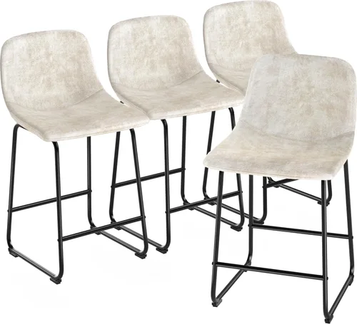 Vista 26 de TAVR Furniture Leathaire - Juego de 2 taburetes de tela con altura de mostrador, sillas de isla sin brazos, con capacidad para hasta 500 libras