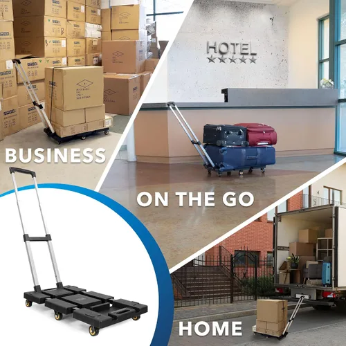 Vista 3 de Mount-It! Camión de mano plegable, carrito ligero de 330 libras de capacidad con 6 ruedas, base extensible, diseño plegable compacto con cuerda