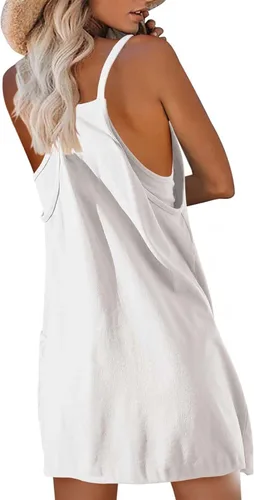 Vista 3 de Wyeysyt Women's Tennis Dress Workout Mini Dress and Shorts Sleeveless Spaghetti Straps Athletic Short Dresses with Pockets