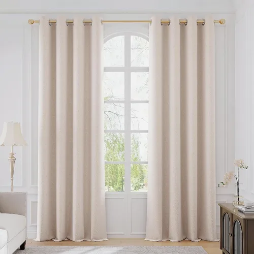 Vista 12 de FMFUNCTEX Cortinas florales 100% opacas para dormitorio, cortinas texturizadas en relieve azul de 63 pulgadas de largo para sala de estar, cortina