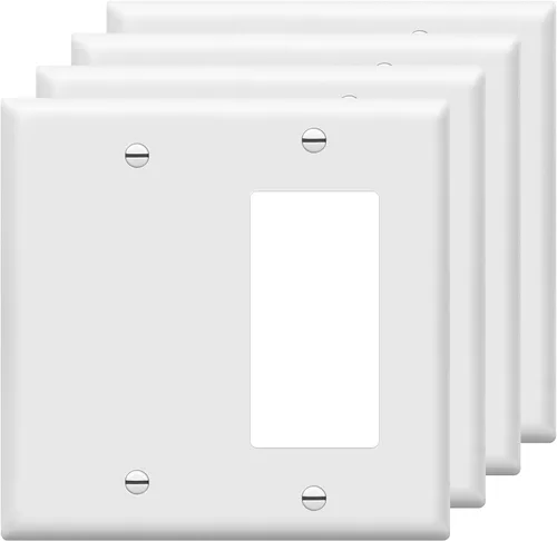 Vista 11 de ENERLITES Combination Decorator - Placa de pared basculante y salida en blanco, tamaño estándar, cubierta de interruptor de luz de 2 cuadras, 4.50 x
