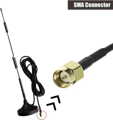 Vista 2 de Antena celular 4G LTE 12dBi 700-2700MHz con soporte magnético y soporte CPRS GSM 2.4G WCDMA 3G