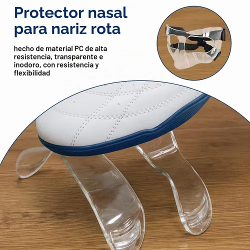 Vista 6 de Protector de nariz para nariz rota, máscaras faciales deportivas con acolchado de espuma, protector facial transparente ajustable, protección