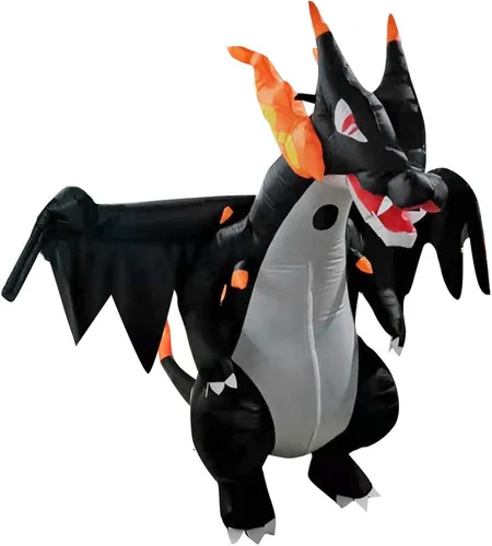 Vista 6 de Disfraces de dinosaurio para adultos disfraz de dinosaurio inflado disfraz inflable dragón malvado que respira fuego para fiesta cuadra