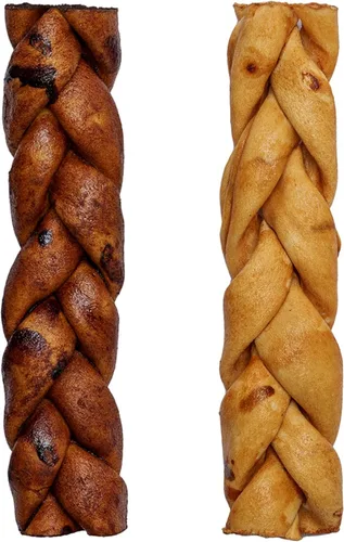 Vista 5 de Pet Factory 100% fabricado en Estados Unidos, palitos trenzados de 7 pulgadas para masticar, sabor a carne de res y pollo, 6 unidades/1 paquete