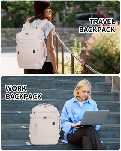 Vista 9 de ECOHUB Mochila de Viaje Mochila de Equipaje de Mano Carry on Backpack Water Resistant Fit 15.6" Laptop AirTag Pocket, Lightweight Casual Daypack