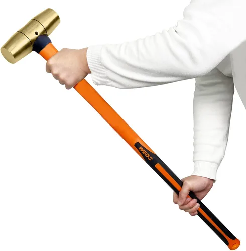 Vista 13 de WEDO Martillo de latón de 16 oz, martillo de mazo de latón macizo con mango Mango de fibra de vidrio