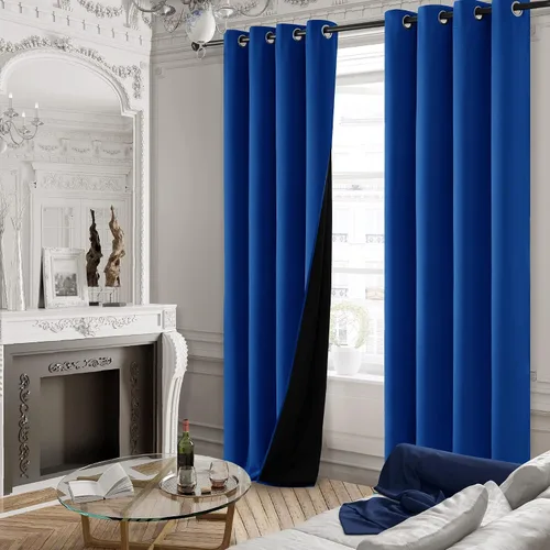 Vista 169 de Deconovo Cortinas opacas 100% con forro negro, cortinas con ojales aisladas térmicamente que reducen el ruido, doble capa para oscurecer