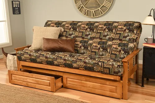 Vista 29 de Kodiak Futons Monterey - Marco de futón con cajones, incluido, color nuez Solo marco