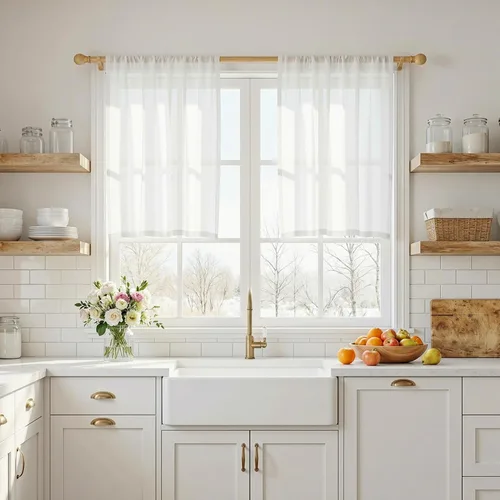 Vista 38 de MYSKY HOME Cortinas naturales de puerta francesa para ventana de puerta, 40 pulgadas de largo, cortas, semitransparentes, filtrantes de luz