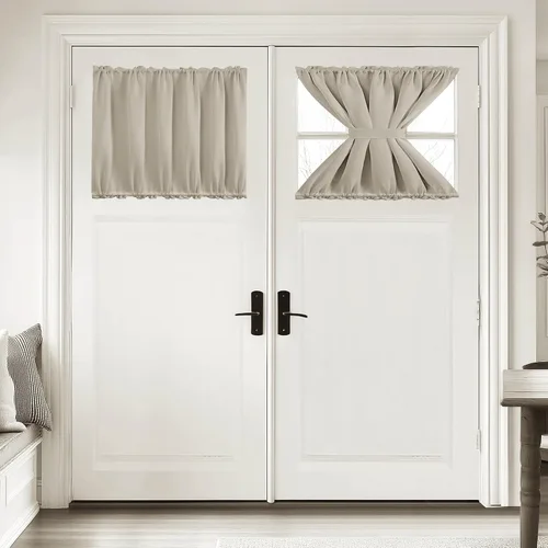 Vista 44 de Deconovo Cortinas opacas para puerta, bolsillo para cortinero y cortinas de bloqueo con aislamiento térmico para dormitorio, 137.16 x 189.2 cm, azul