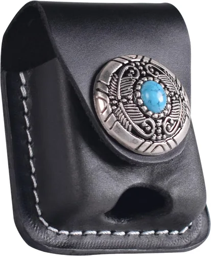 Vista 8 de Funda de cuero para encendedor hecha a mano con lazo para cinturón de bolsillo