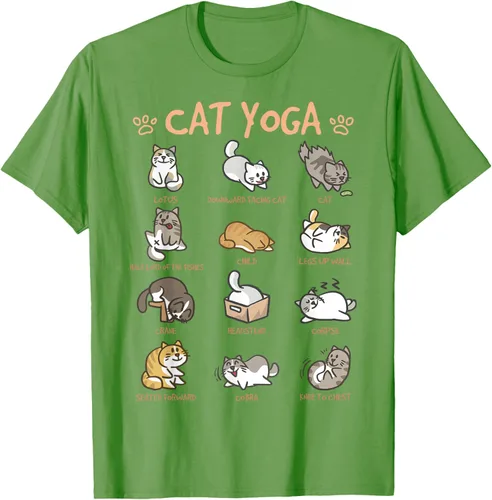 Vista 20 de Cat Yoga Poses Cats Practicing Mindfulness Meditación Kitten - Camiseta, Negro, S