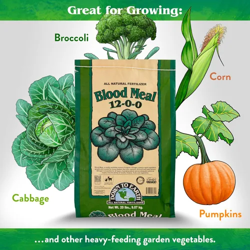 Vista 3 de Down To Earth All Natural Fertilizers Harina de sangre orgánica - Alimento vegetal con alto contenido de nitrógeno para crecimiento verde 12-0-0, 20