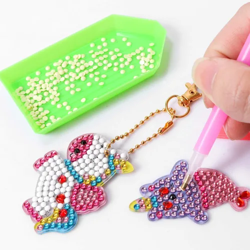 Vista 5 de MEIEST Kit de llaveros de pintura artística de diamantes con gemas y manualidades