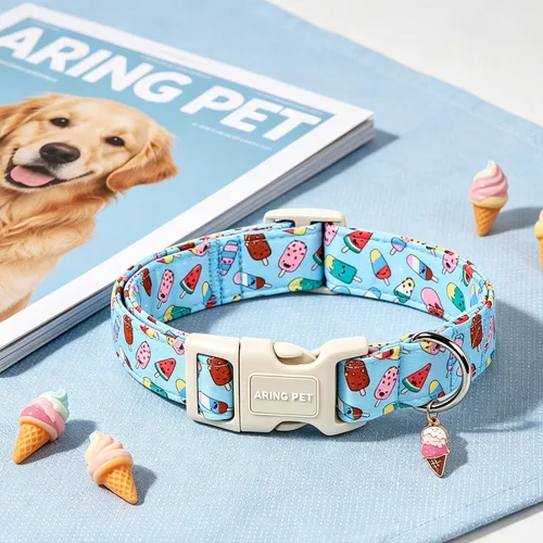 Vista 225 de Aring Pet Collar de algodón, ligero y ajustable, con hebilla de liberación rápida, para perros pequeños, medianos y grandes, para cachorros, S, Hoja