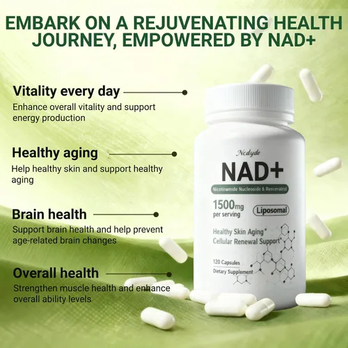 Vista 4 de Suplemento NAD+, liposomal NAD nicotinamida ribósido resveratrol 1500 mg - Anti-envejecimiento y salud cerebral, mejora la energía, específicamente