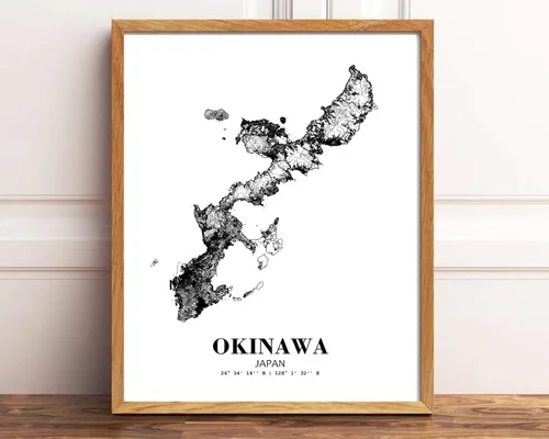Vista 2 de Eleville 8X10 sin marco Okinawa Japón vista de la ciudad de Japón camino abstracto mapa moderno impresión arte póster pared oficina decoración