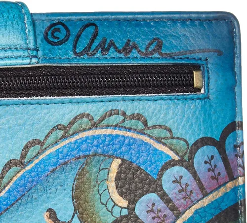 Vista 4 de Anna by Anuschka Cartera de dos pliegues de piel auténtica pintada a mano para mujer