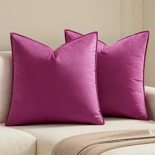 Vista 41 de MIULEE Paquete de 2 fundas de cojín decorativas de terciopelo suave, cuadradas, unicolor, para sofá, dormitorio, automóvil, 16 x 16 pulgadas
