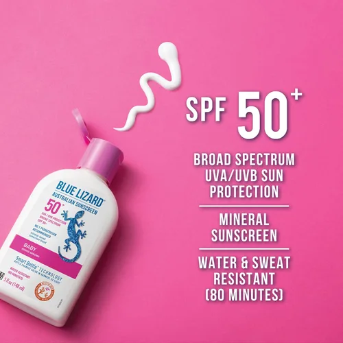 Vista 2 de Blue Lizard- Protector solar para bebé con óxido de zinc, SPF 30+, resistente al agua, protección UVA/UVB con tecnología Smart Bottle