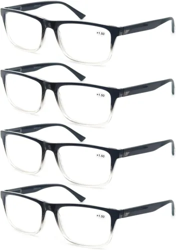 Vista 17 de Gafas de lectura negras mate para hombre, grandes y grandes, grandes y anchas, +0.50, con aumento ligero, cabeza grande, cara grande
