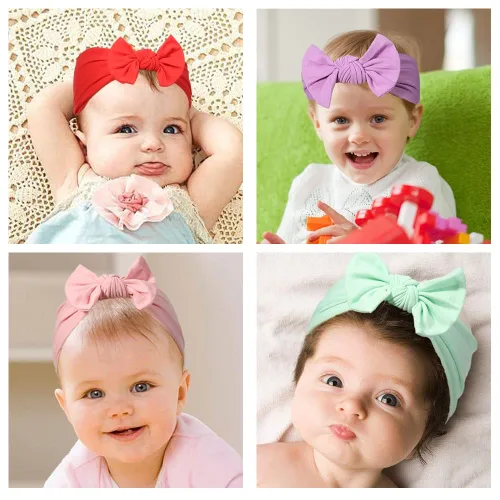 Vista 5 de ZWSISU Lazos y diademas de nailon para bebés recién nacidos, 24 colores, diademas grandes, accesorios para el cabello, diademas para recién nacidos