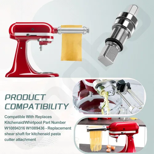 Vista 5 de Ohoho Acoplador de eje de cizalla para pasta para batidora de pie KitchenAid Compatible con la serie KSMP, reparación de rodillos de hojas
