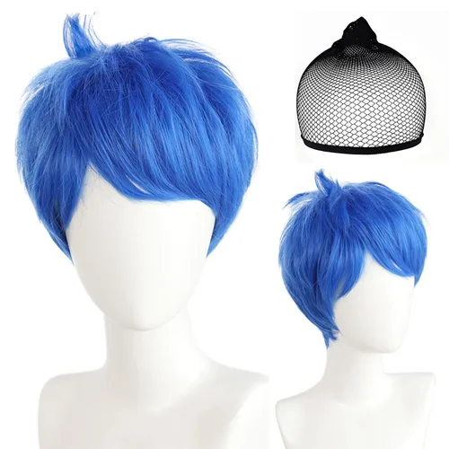 Vista 17 de BESTBEL Peluca corta negra para hombre, pelucas de cosplay negras, peluca Negro