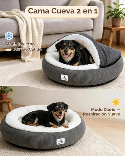 Vista 5 de Cama calmante y acogedora para cueva de perro, madriguera para No se pliega, funda con capucha, camas de capullo lavables, perros medianos y gatos