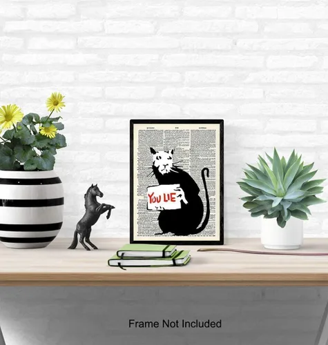Vista 4 de Banksy Rat Graffiti Dictionary - Póster artístico de pared urbano reciclado, mural callejero, decoración del hogar, decoración de habitación, es un