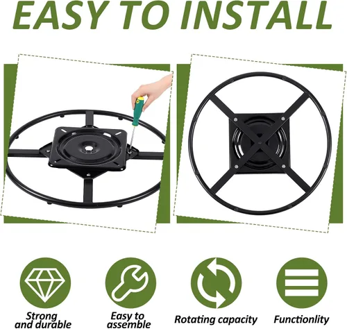 Vista 5 de Blulu Kit de base de anillo giratorio de 20 pulgadas para sofá reclinable de alta resistencia con piezas de repuesto de silla giratoria de 10