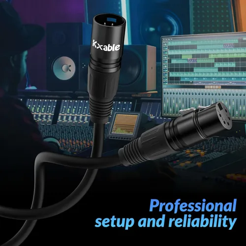 Vista 3 de Cable DMX de 5 pines de 4 pies (paquete de 2), DMX512 XLR de 5 pines macho a hembra, señal premium para iluminación de escenario, controlador