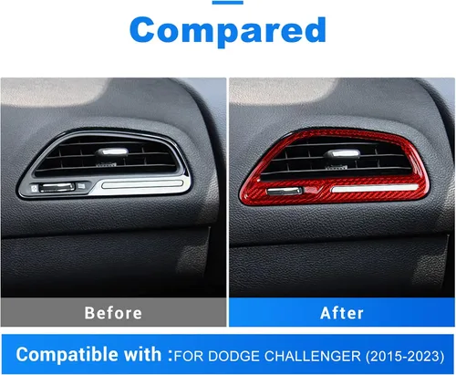 Vista 4 de AIRSPEED Funda para marco de ventilación de salida de aire acondicionado Challenger, accesorios de fibra de carbono para Dodge Challenger 2015-2023