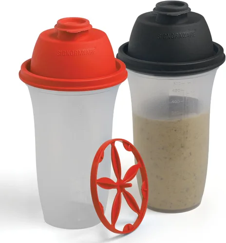 Vista 7 de SIGNORA WARE Shaker Bottles - Botella de plástico para batido de proteínas de 17 onzas para batidos y licuados de reemplazo de comidas, bebidas