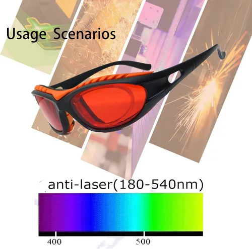 Vista 4 de JILERWEAR Profesional 180nm-540nm OD 6+ Violet/Blue/Green Laser Safety Glasses para 405nm, 445nm, 450nm, 473nm, 532nm láser ligero y diseño de moda